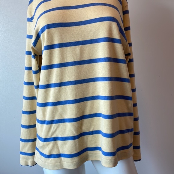 Land’s End Beige & Navy Striped Turtleneck SzMed - Picture 4 of 10
